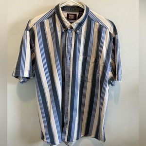 Faded Glory Single Stitch Vintage Striped Button Down